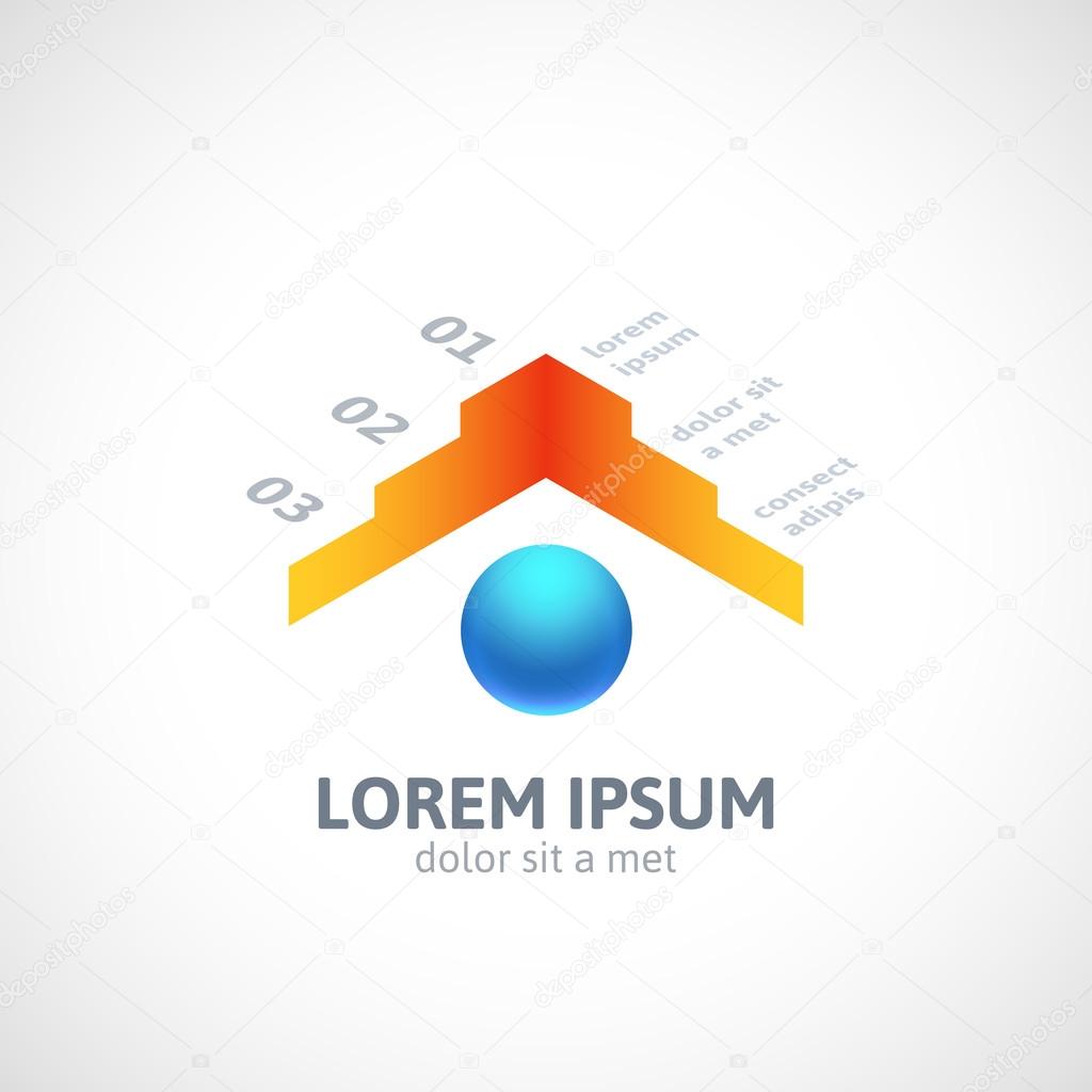 Modern business minimal style infographics banner, blue and orange color, step up options, vector illustration
