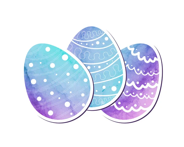 Easter eggs of watercolor texture — Stock Vector