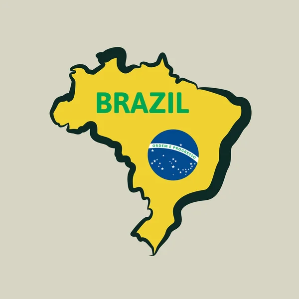 Plano simples Brasil mapa — Vetor de Stock