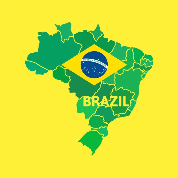 Plano simples Brasil mapa — Vetor de Stock