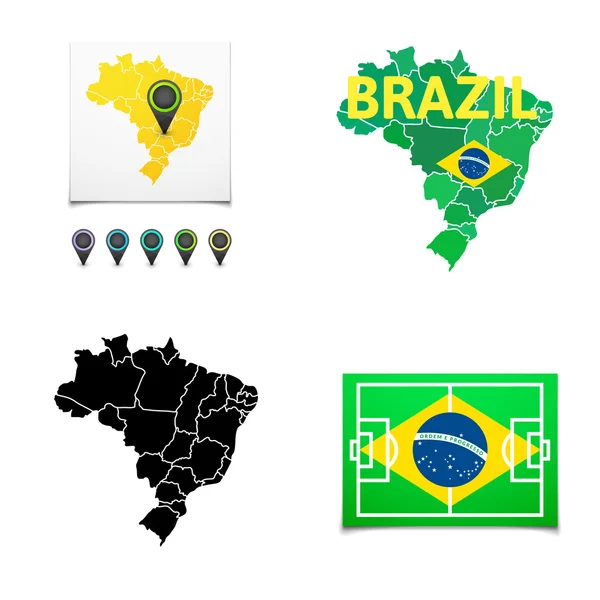 Plano simple Brasil mapa — Vector de stock