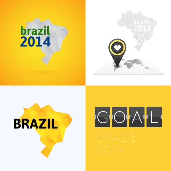 Flad simpel Brasilien kort – Stock-vektor