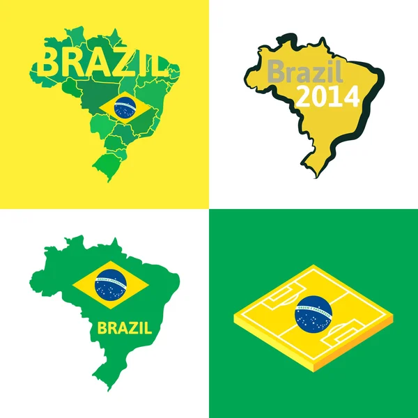 Plat eenvoudige Brazilië kaart — Stockvector