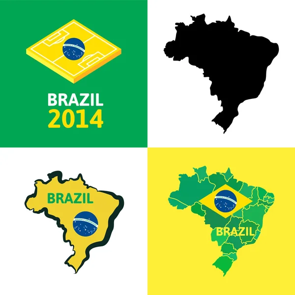 Carte simple et plate du Brésil — Image vectorielle