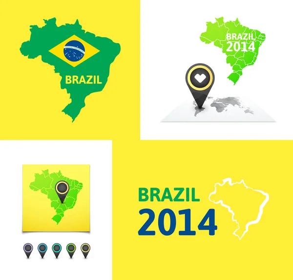 Plano simple Brasil mapa — Vector de stock