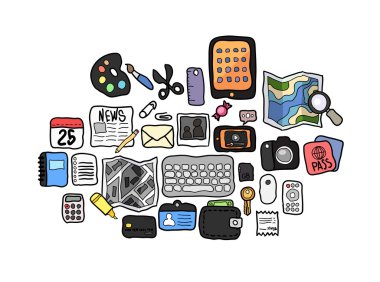 renk doodle simgeler kümesi