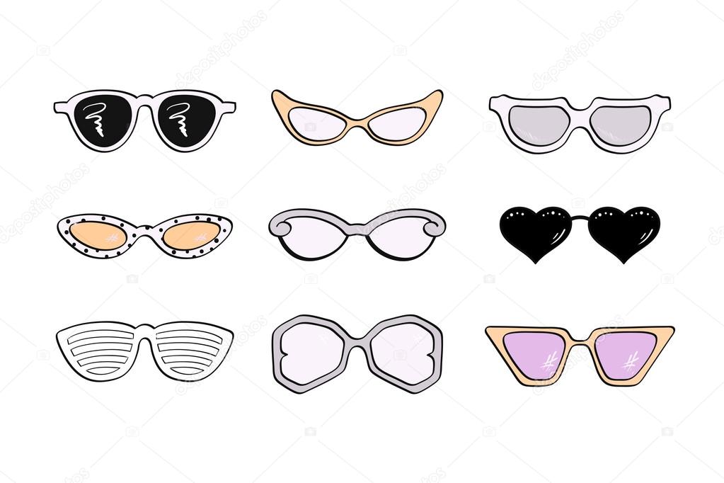 Women fashion isolated sunglasses set