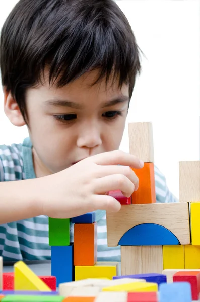 Little boy play block — Stock Photo, Image