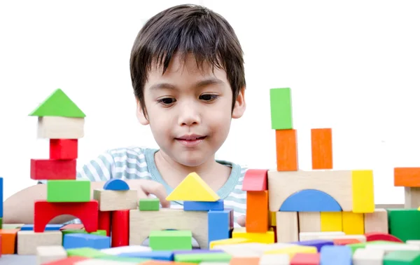 Little boy play block — Stock Photo, Image