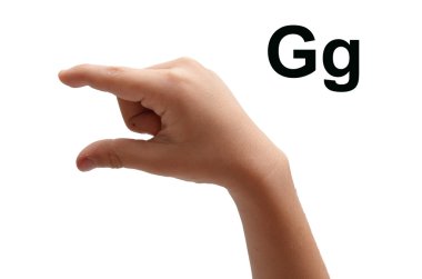 G kid hand spelling american sign language ASL clipart