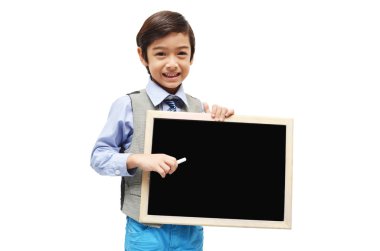 boş yazı tahtası beyaz adam tutarak el ile küçük çocuk