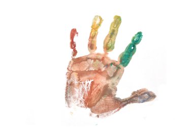 Çocuk el baskı su renk