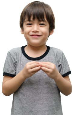 Beyaz arka plan üzerinde daha fazla çocuk el işaret dili