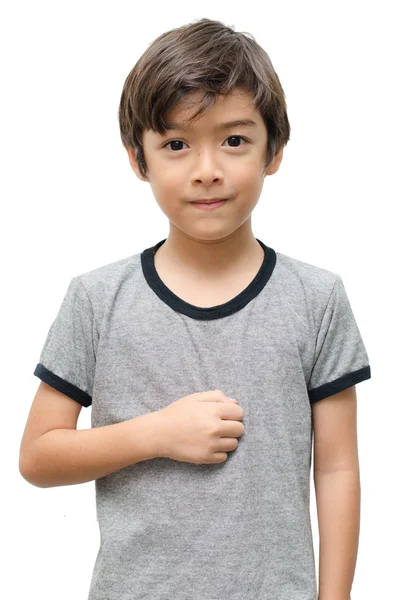 Sorry kid hand sign language on white background — Stock Photo, Image