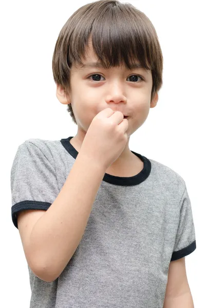 Eat kid hand sign language on white background — Stock Photo, Image