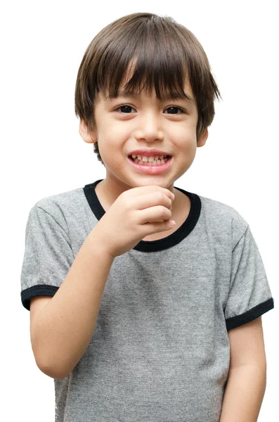 Beber lenguaje de señas de mano niño sobre fondo blanco — Foto de Stock