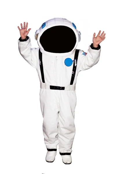 Petit garçon astronaute sur fond blanc — Photo