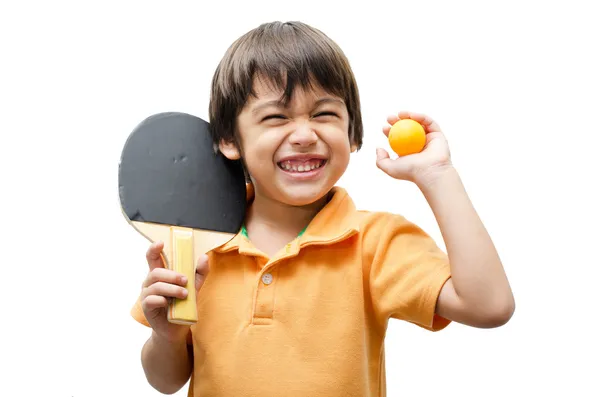 Niños jugando al tenis de mesa sobre fondo blanco — Foto de Stock