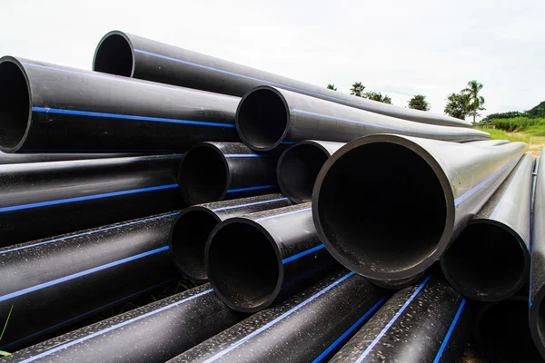 HDPE pipe for water supply at construction site — Stock Photo, Image