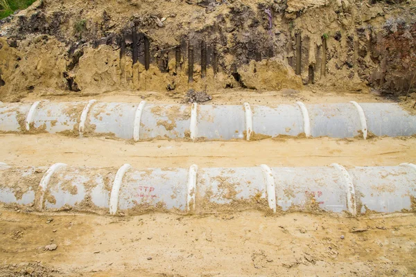 Concrete drainage pipe on a construction site in Thailand — Stock Photo, Image