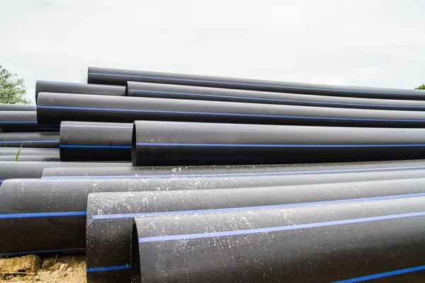 HDPE pipe for water supply at construction site — Stock Photo, Image