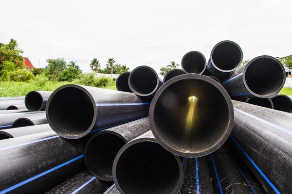 HDPE pipe for water supply at construction site — Stock Photo, Image