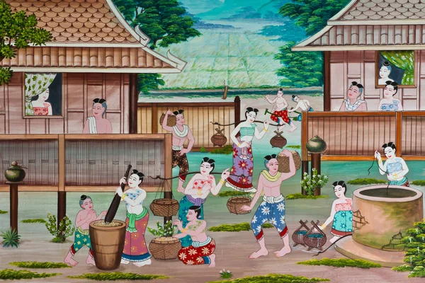 Thai lifestyle wall art painting — Stock Photo, Image