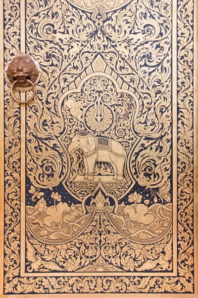 Pattern of thai art on temple door — Stock Photo, Image