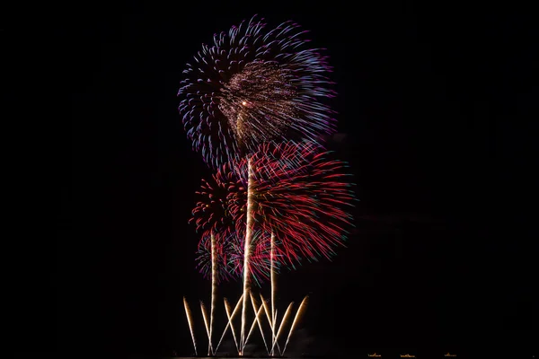 International Fireworks Show In honor of His Majesty the King RAMA IX at Hua Hin District, Prachuap Khiri Khan Province, Thailand — Stock Photo, Image