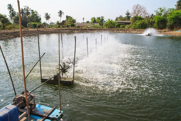 Aerator  in the shrimp farm for fresh water — Stock Photo, Image