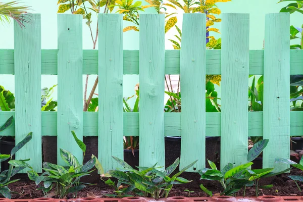 Grön trädgård staket — Stockfoto