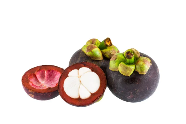 白色背景的Mangosteen — 图库照片