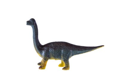 Beyaz arka planda izole edilmiş plastik dinozor oyuncağı