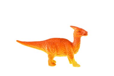 Beyaz arka planda izole edilmiş plastik dinozor oyuncağı