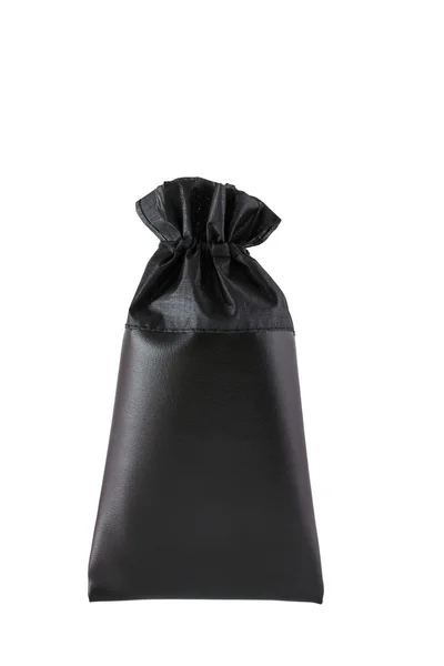 Bolsa de cuero negro con cordón — Foto de Stock