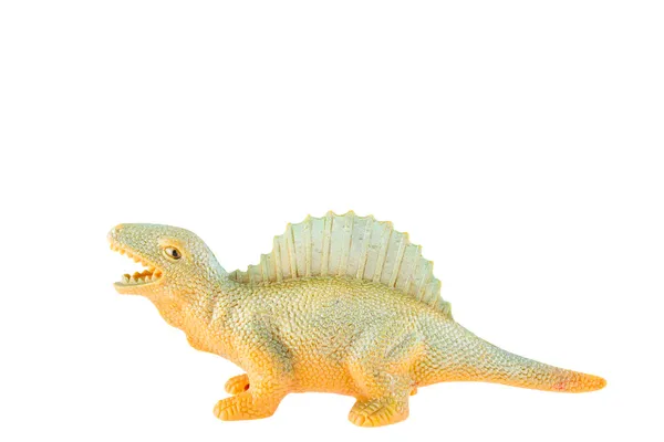 Beyaz arka planda izole edilmiş plastik dinozor oyuncağı