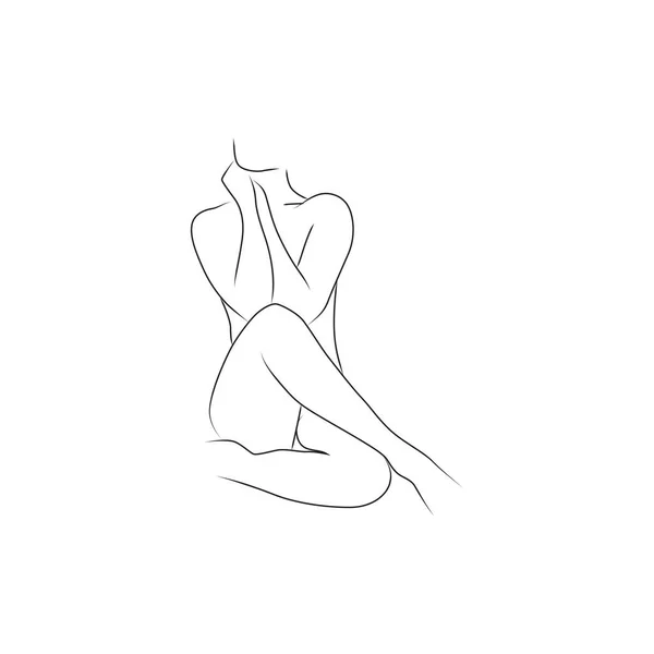 Ligne Une Femme Assise Croisée Illustration Vectorielle — Image vectorielle