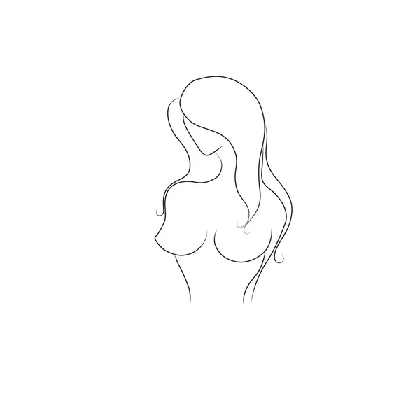 Esboço Linha Mínima Mulher Bonita Fundo Branco Ilustração Vetorial —  Vetores de Stock