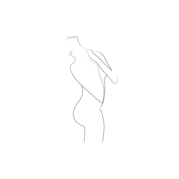 Art Linéaire Minimal Femme Béatifique Sur Fond Blanc Illustration Vectorielle — Image vectorielle