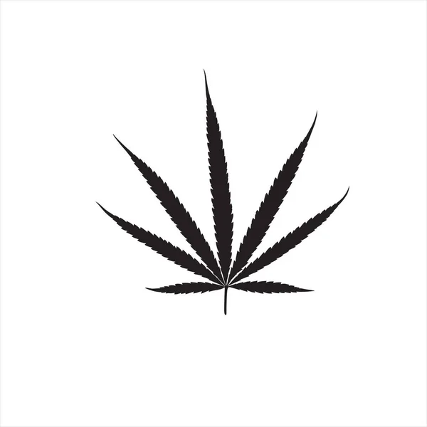 Silueta Listí Konopí Nebo Marihuany Logo Bylinné Rostliny Pro Lékařské — Stockový vektor