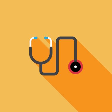 Turuncu arkaplan vektör illüstrasyonunda stetoskop düz tasarımı