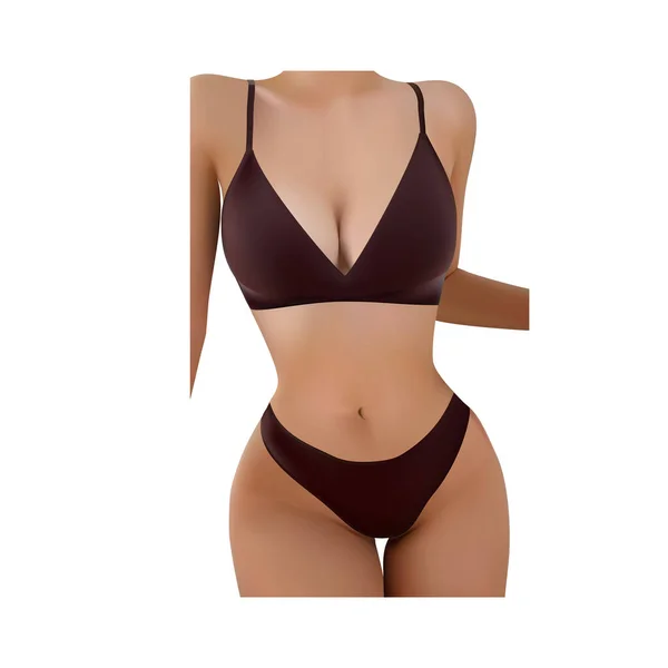 Mooie Vrouw Figuur Bruine Bikini Vector Illustratie — Stockvector