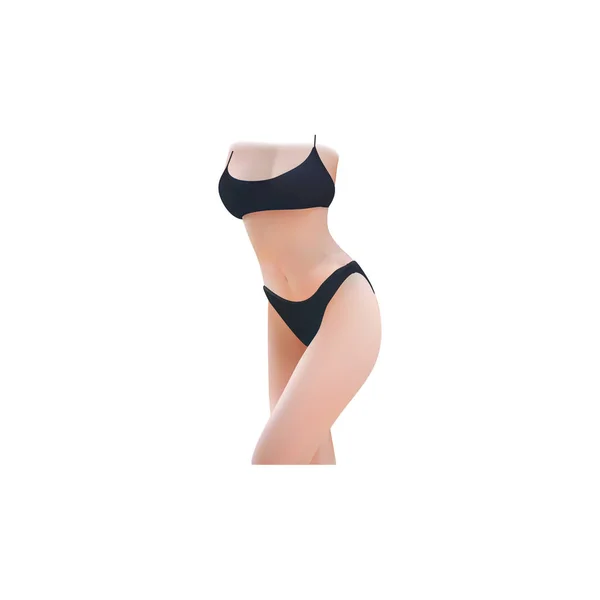 Mooie Vrouw Zwarte Bikini Witte Achtergrond Vector Illustratie — Stockvector