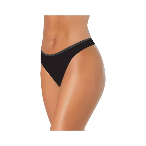 Bella Donna Bikini Nero Sfondo Bianco Vettoriale Illustrazione — Vettoriale Stock