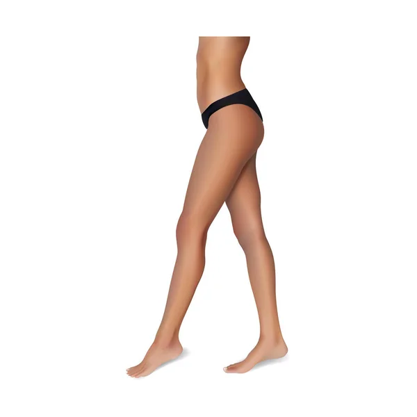 Woman Legs Black Bikini White Background Vector Illustration — ストックベクタ