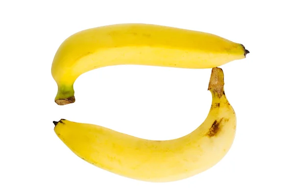 Two Bananas Isolated White Background Clipping Path Included — Fotografia de Stock