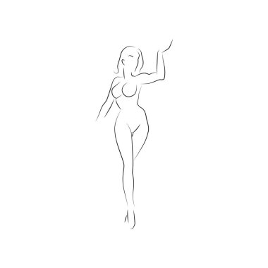 Line smooth of beautiful lady on white background vector illustration