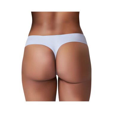 Beyaz arka plan çiziminde beyaz bikinili güzel kadın kalçası
