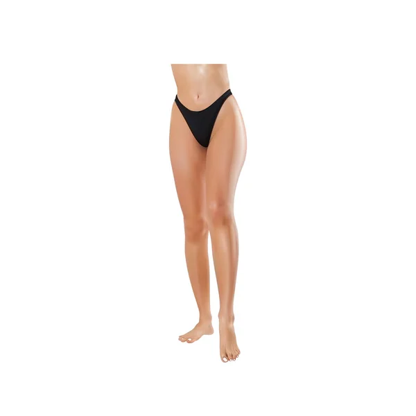 Woman Legs Black Panties White Background Vector Illustration — Stock Vector
