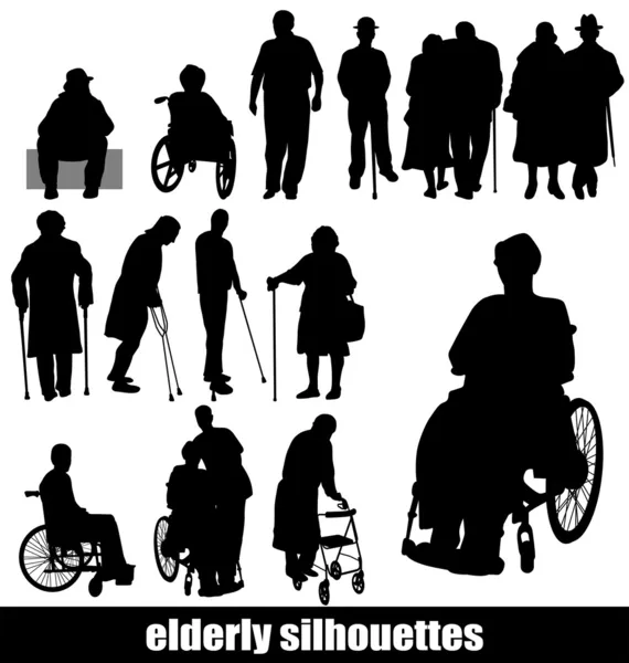 Elderly silhouettes — Stock Vector